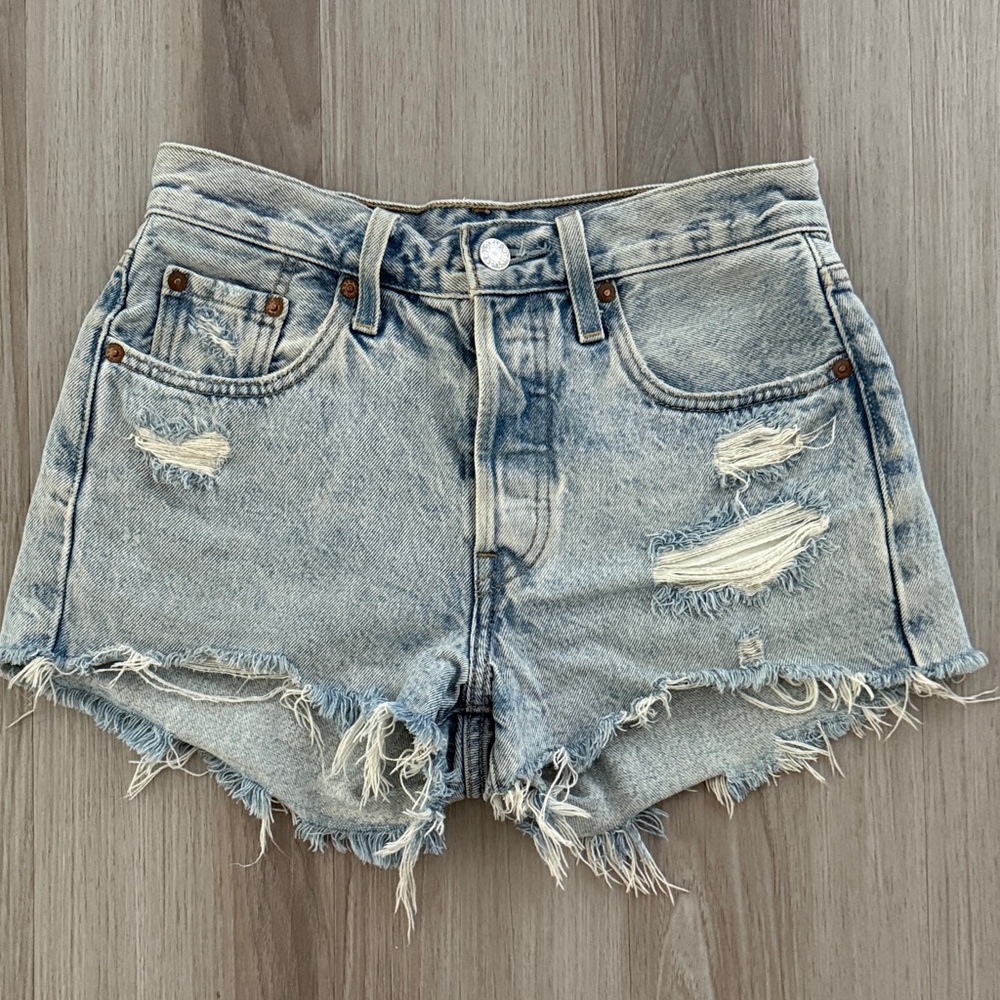 Levi's Light Blue Distressed Jean Shorts